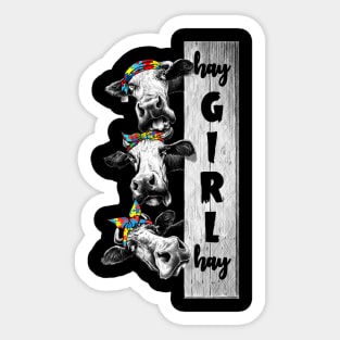 Hay Girl Autism Funny Cow Sticker